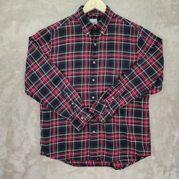 Chaps 100% Cotton Flannel Plaid Shirt Button-Down Men's Size M Long Sleeve - Picture 1 of 10